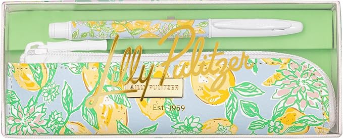 Lilly Pulitzer Metal Pen and Zipper Pouch Set, Black Ink Pen with Vegan Leather Pen Case (Make Le... | Amazon (US)