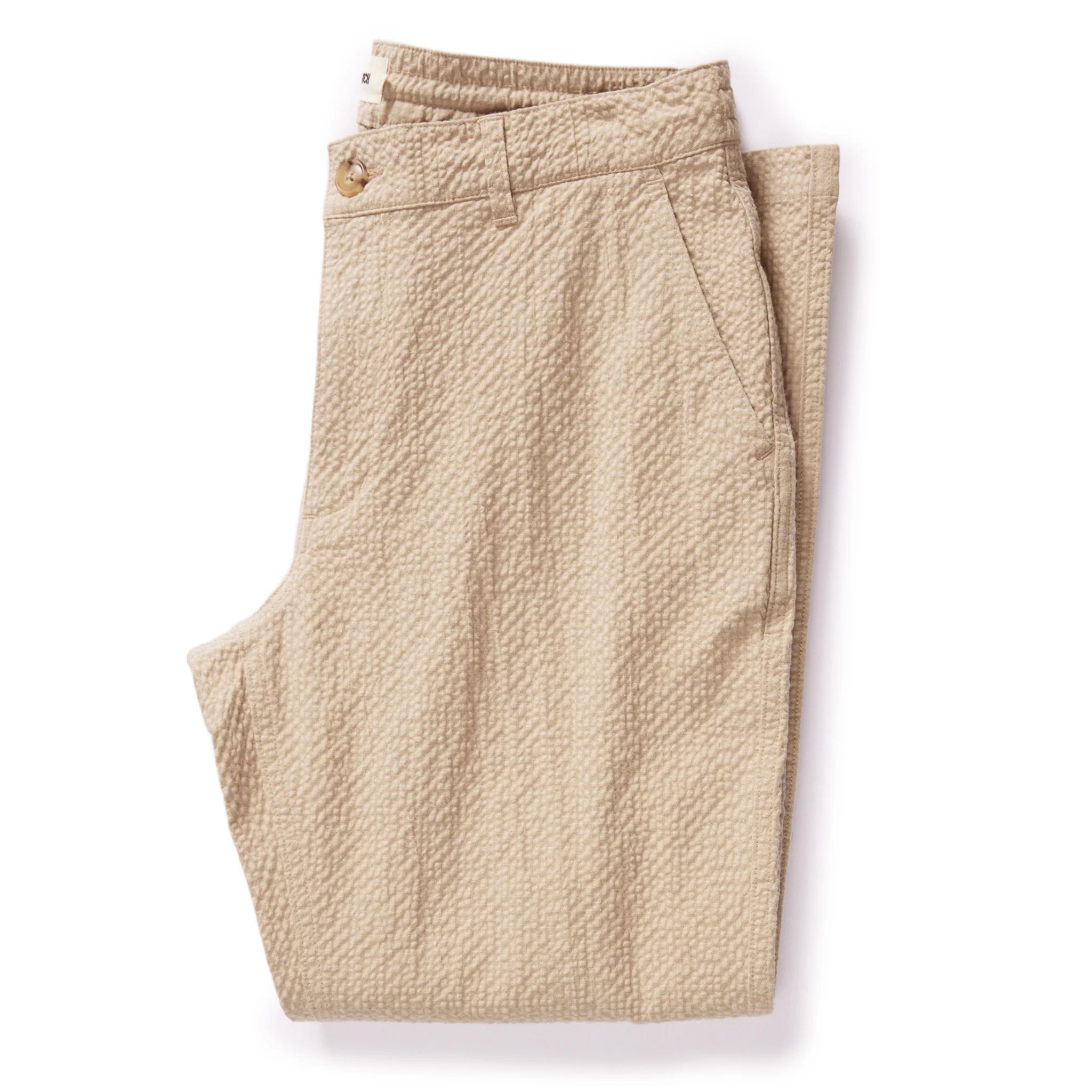 The Easy Pant in Heather Oat Seersucker | Taylor Stitch
