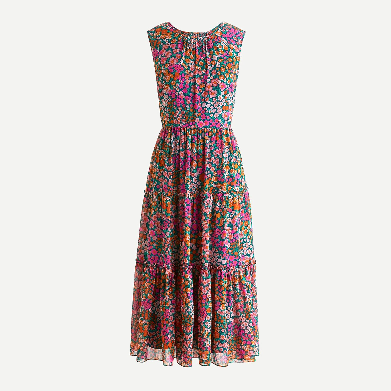 Petite tiered Midi Dress in Micro Meadow Print | J. Crew US