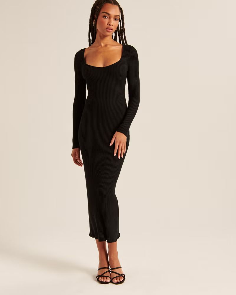 Long-Sleeve Ribbed Maxi Sweater Dress | Abercrombie & Fitch (US)
