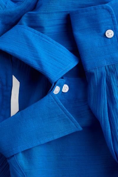 Crinkled cotton shirt - Bright blue - Ladies | H&M GB | H&M (UK, MY, IN, SG, PH, TW, HK)