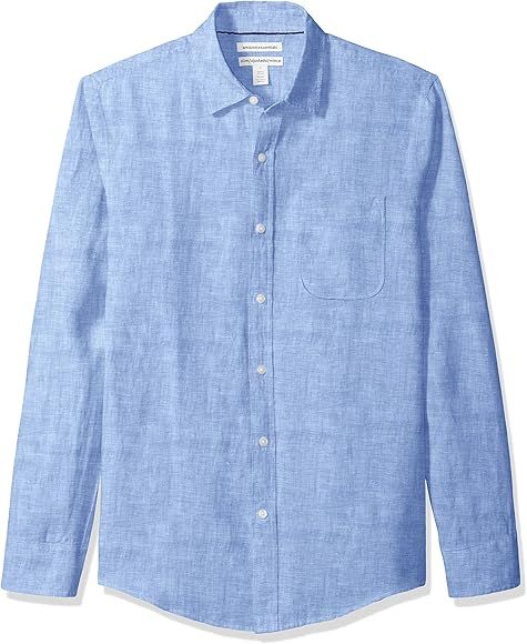 Men's Slim-fit Long-Sleeve Linen Shirt | Amazon (UK)