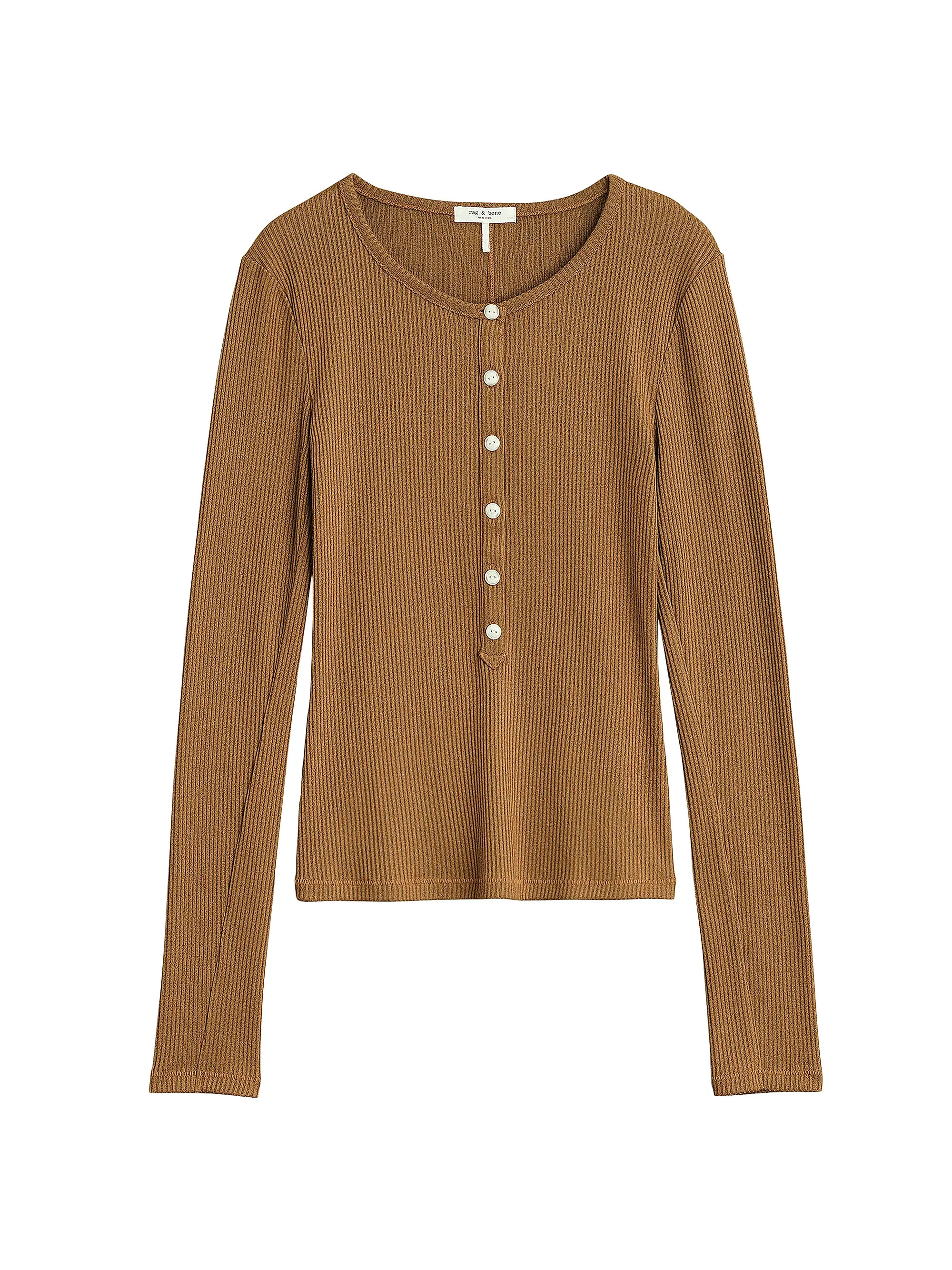 Shop rag & bone Rib-Knit Henley Shirt | Saks Fifth Avenue | Saks Fifth Avenue