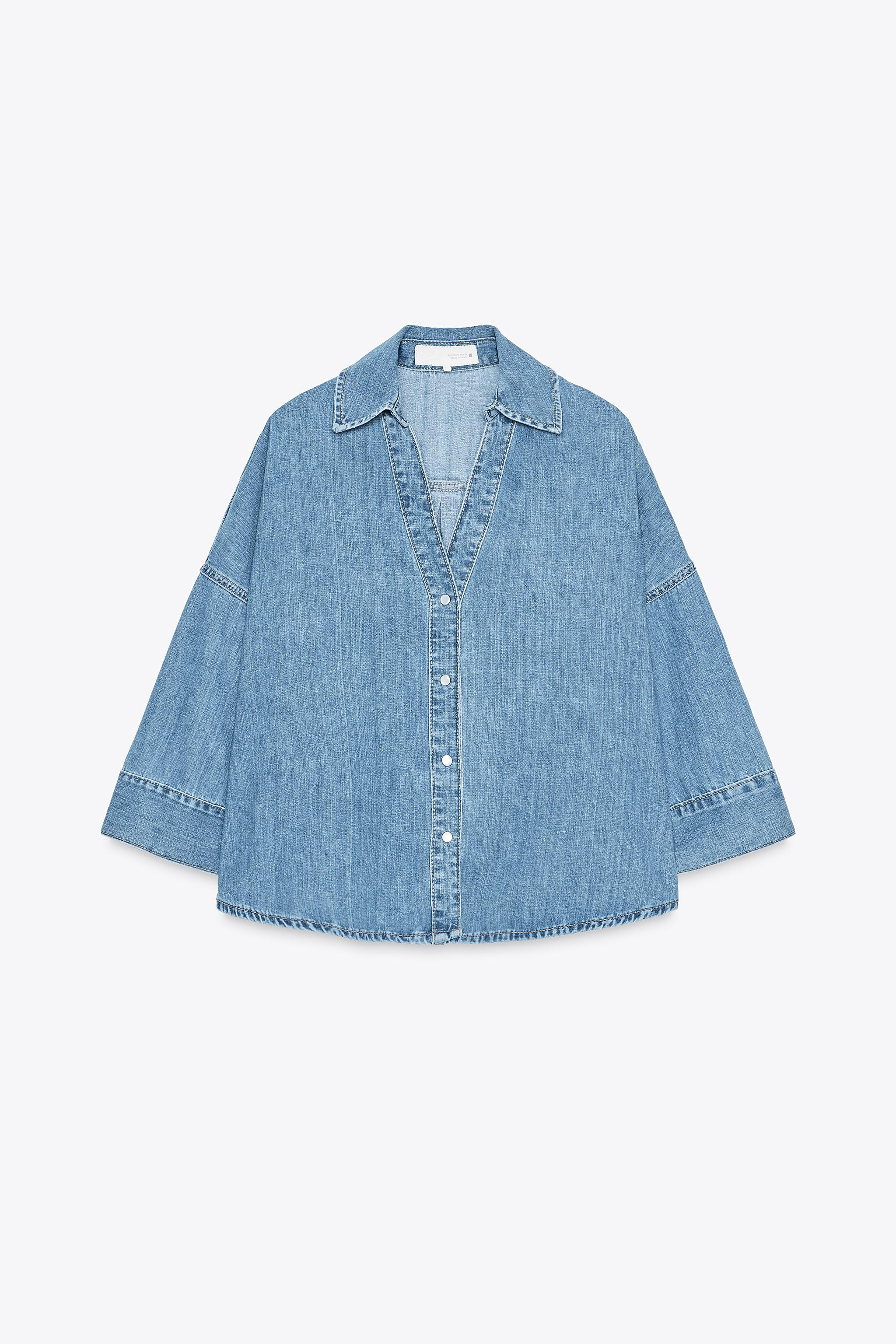 Z1975 FLOWING WIDE SLEEVE DENIM SHIRT | Zara US