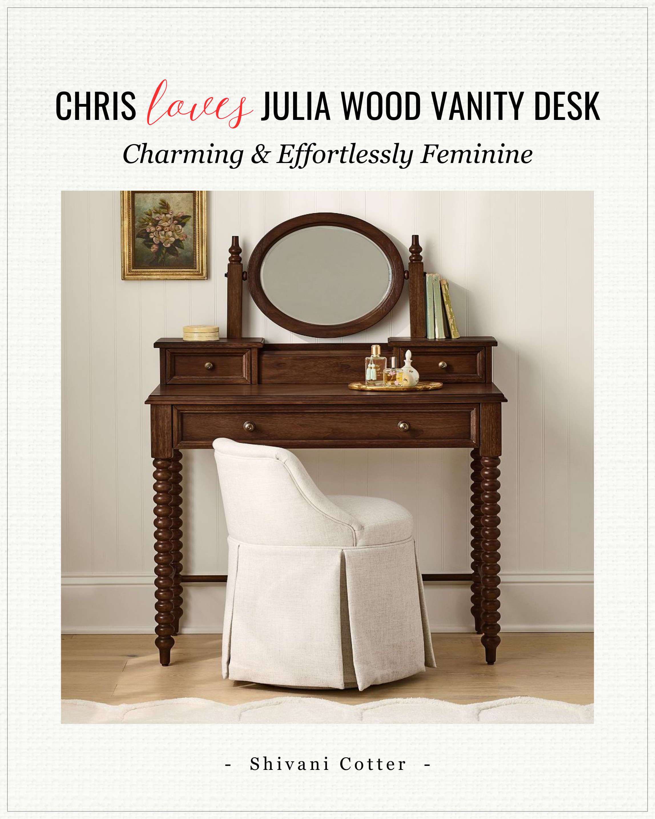 Wood Vanity Desk - Small Space Vanity Desk 
this heirloom-inspired wood makeup vanity desk for a classic, elegant bedroom. Beautiful spindle legs, oval mirror, and multiple drawers for makeup storage, beauty organization, and a chic getting-ready space. This timeless vanity pairs perfectly with a skirted vanity chair for a cozy, designer look. A stunning piece for bedroom decor, vanity styling, and home essentials you’ll use every day.
#ltkbedroom #ltkteen #ltkgirlsroom #ltkapartment #ltkhomeoffice #ltkfurniture


 

 

#LTKGiftGuide #LTKKids #LTKHome