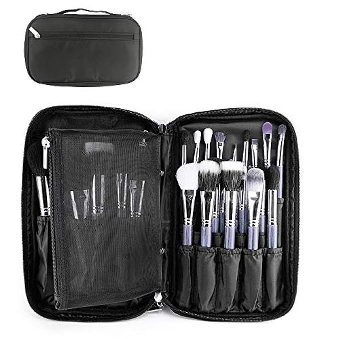 MONSTINA Professional Cosmetic Makeup Brush Organizer Cosmetic Makeup Bag Handbag (Black) | Amazon (US)