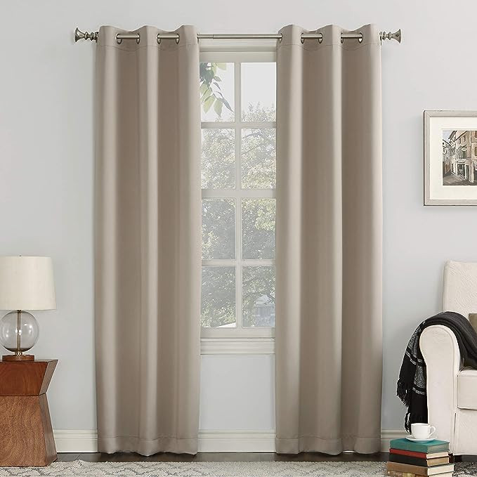 Sun Zero Easton Energy Saving Blackout Grommet Curtain Panel, 40" x 84", Stone | Amazon (US)