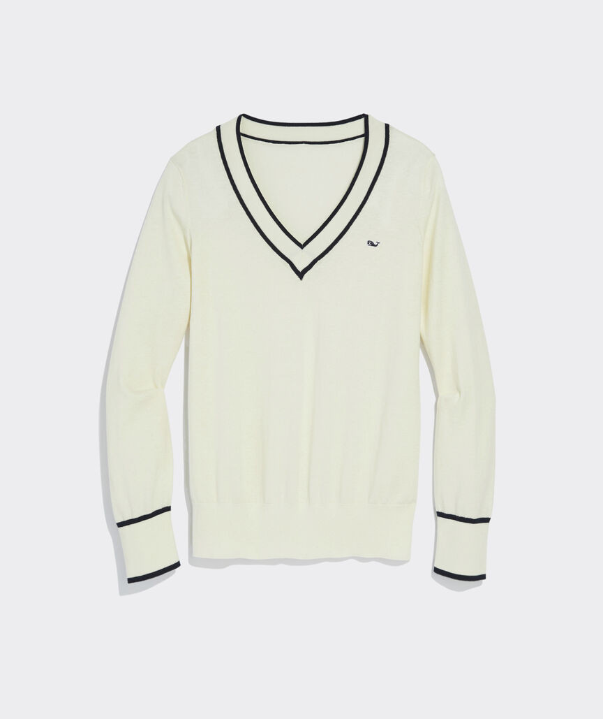 Cotton Cashmere Heritage Tipped V-Neck | vineyard vines
