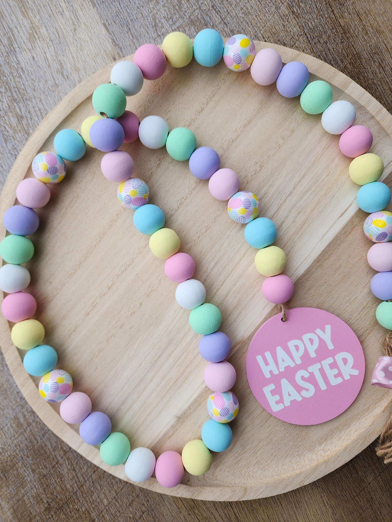 Easter Bunny Wood Bead Garland - Spring Tray Decor | Etsy (US)