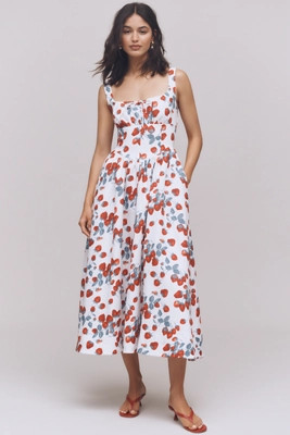 Reformation Balia Linen Sleeveless Basque-Waist Midi Dress | Anthropologie (US)