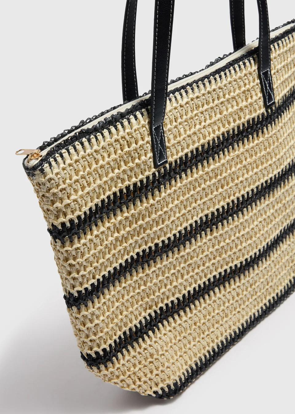 Natural Stripe Straw Beach Bag | Matalan (UK)