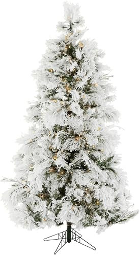 Fraser Hill Farm 12-Foot Pre-Lit Snow Flocked Snowy Pine Christmas Tree, Warm White LED Lights | Amazon (US)