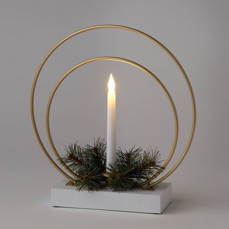 12" Battery Operated Lit Candle Tabletop Hoop with Flicker LED Candle - Wondershop™ | Target