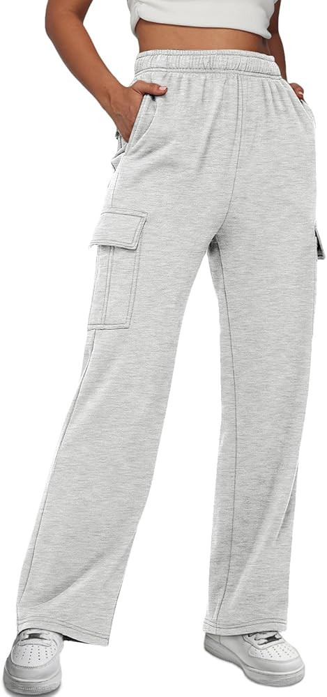 AUTOMET Womens Cargo Sweatpants Baggy Fleece High Waisted Joggers Sweat Pants Athletic Pants | Amazon (US)
