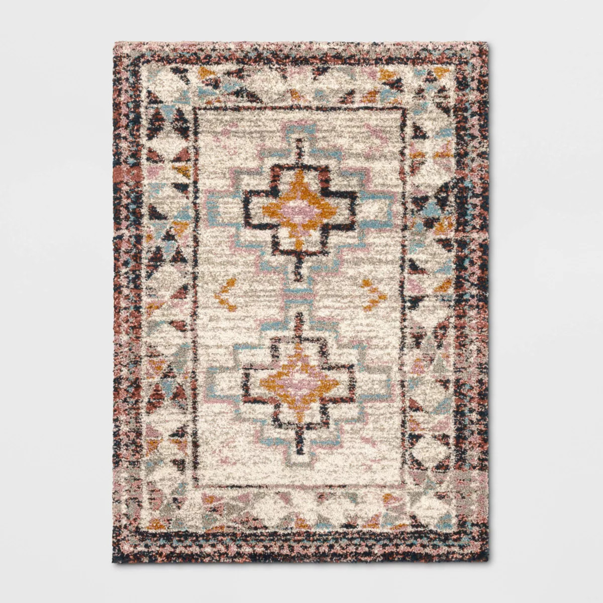 7'x10' Indoor Geometric Shag Woven Area Rug Black/Ivory - Threshold\u2122 | Target