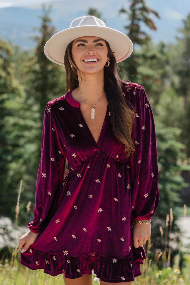 Found My Place Burgundy Velvet Dress | Pink Lily