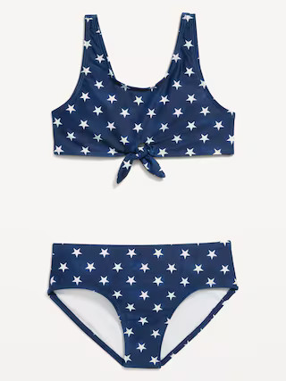 Printed Tie-Front Bikini Swim Set for Girls | Old Navy (US)