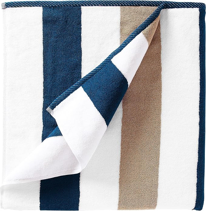 Laguna Beach Textile Co. Striped Cabana Beach Towel - Oversized, Plush 630 GSM Cotton - Ocean Blu... | Amazon (US)