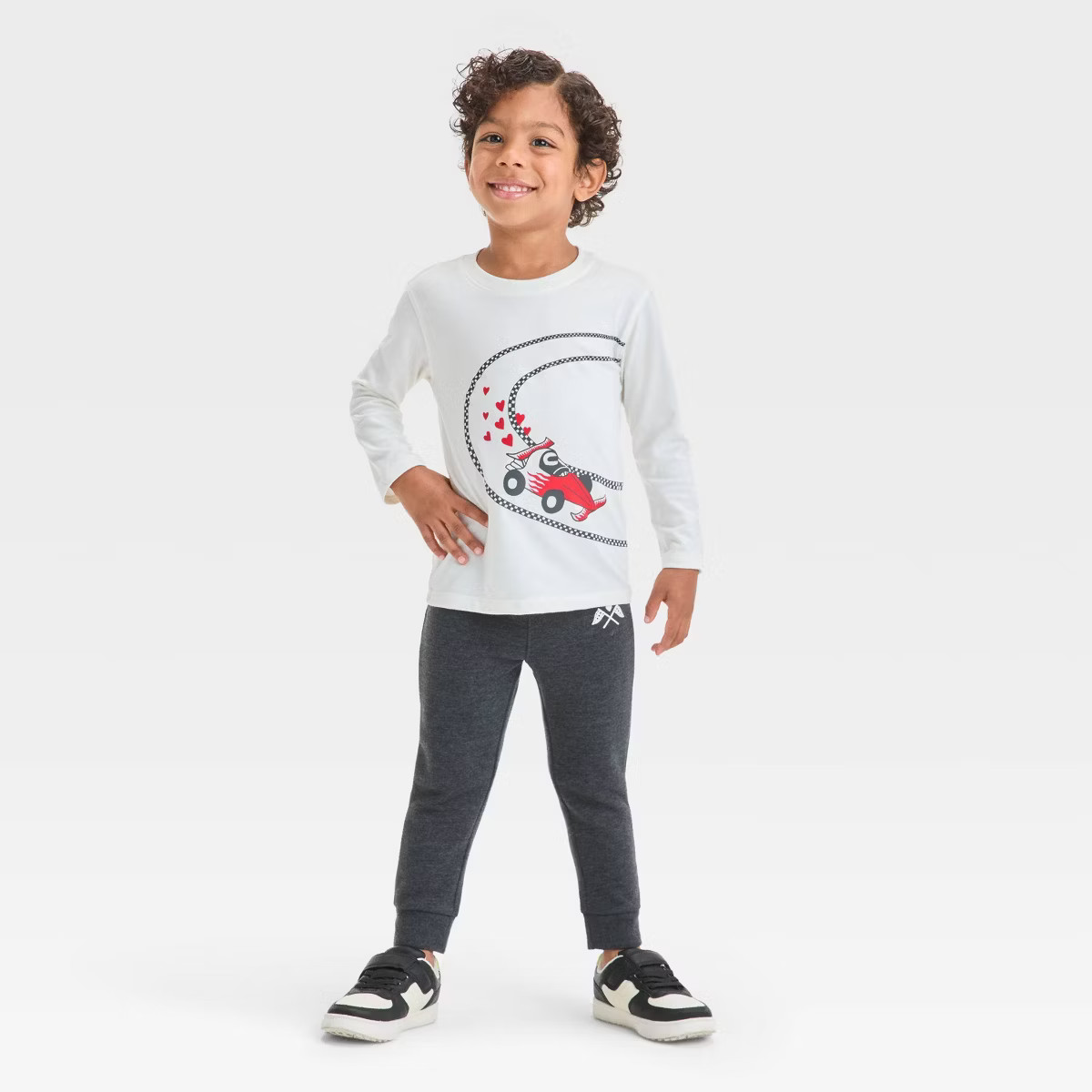 Toddler Boys' Valentine's Day Racecar Long Sleeve T-Shirt and Fleece Jogger Pants Set - Cat & Jac... | Target