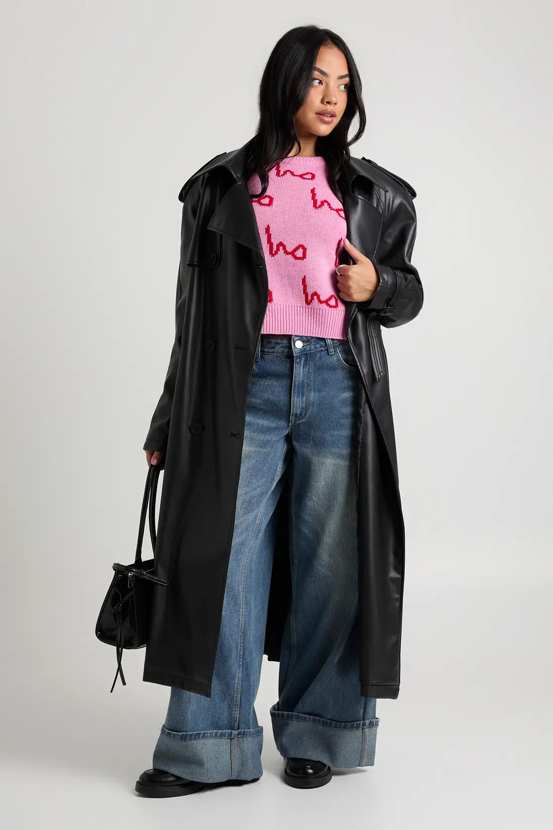 Jumpers & Cardigans | Ho Ho Ho All Over Print Crop Christmas Jumper | boohoo | Debenhams UK