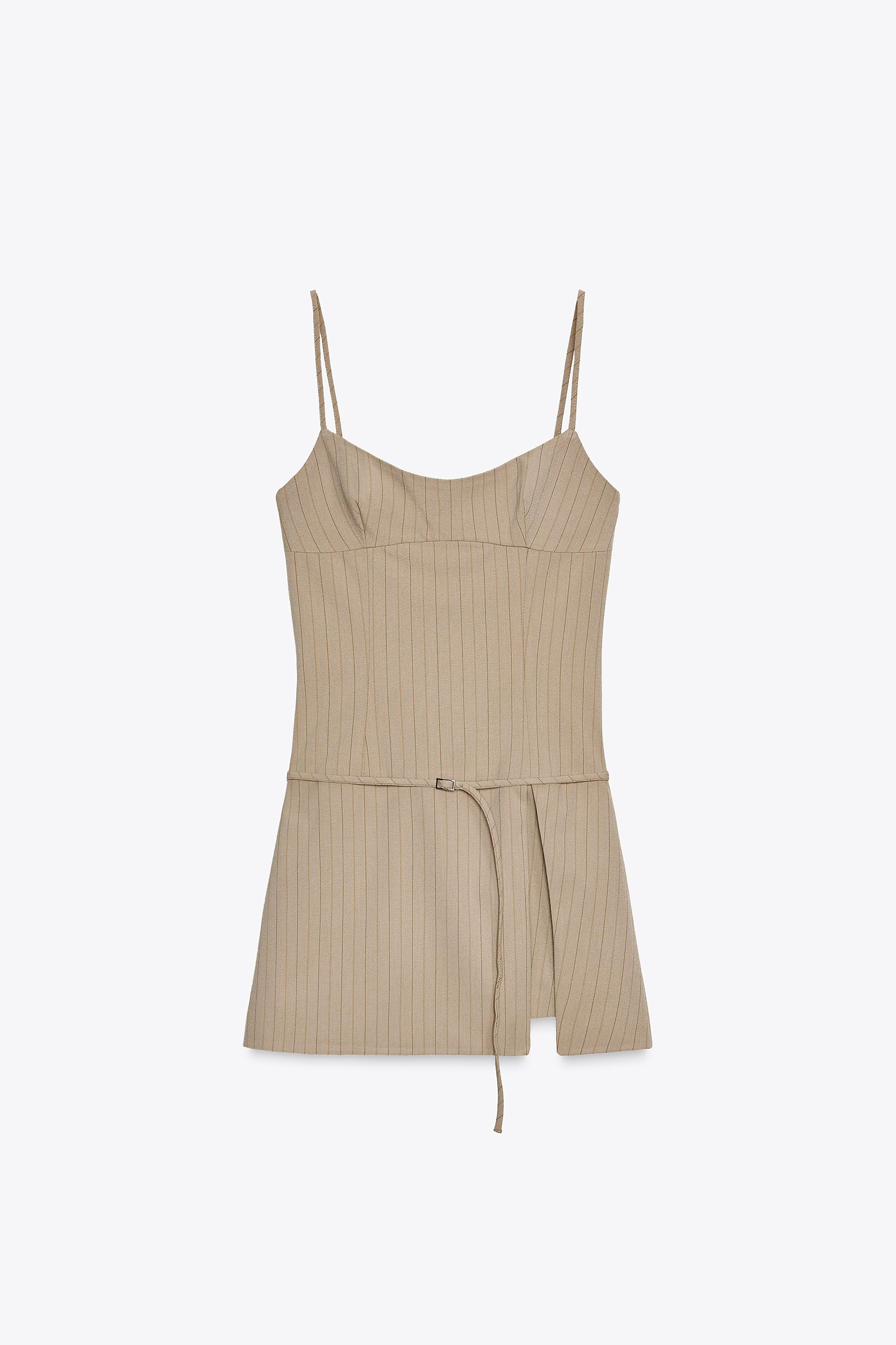 STRIPED BELTED SHORT JUMPSUIT | Zara US