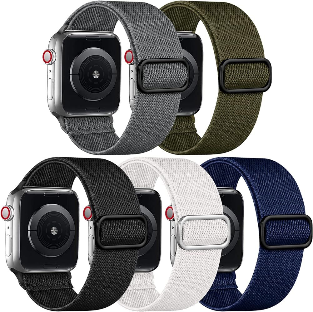 Adorve 5 Pack Stretchy Solo Loop Bands Compatible with Apple Watch Ultral Band 38mm 40mm 42mm 44mm 4 | Amazon (US)
