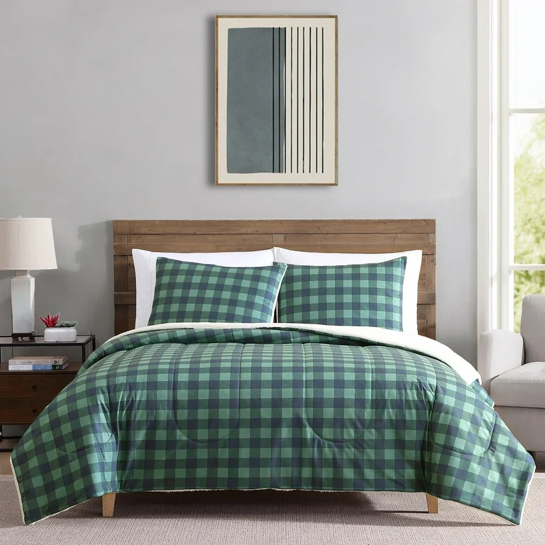 Mainstays 3-Piece Adult Comforter Set, Buffalo Check, Full,Queen | Walmart (US)