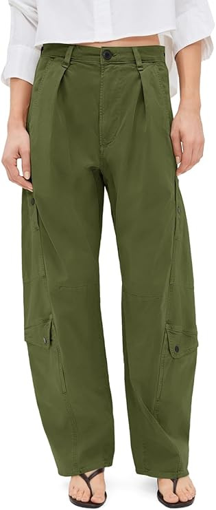 Aoysky High Waisted Barrel Pants for Women Casual Wide Leg Baggy Cargo Pants 100% Cotton Utility ... | Amazon (US)