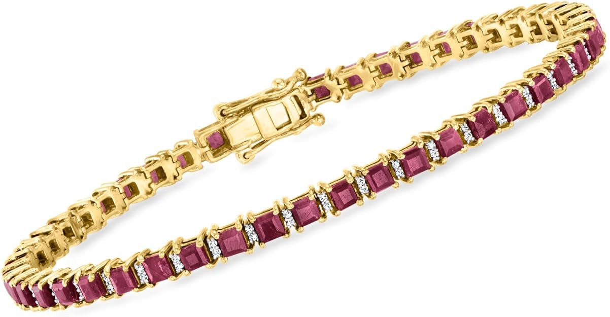 Ross-Simons 9.50 ct. t.w. Ruby Tennis Bracelet With .50 ct. t.w. Diamonds in 18kt Gold Over Sterl... | Amazon (US)