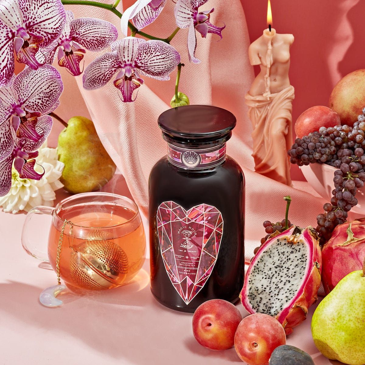 Pink Tourmaline: Organic Dragon fruit Hibiscus White Tea for Women's Health | Club Magic Hour