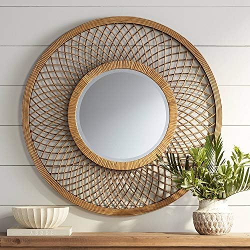 Noble Park Baja Del Sur Dark Rattan 36" Round Wall Mirror | Amazon (US)