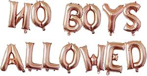 AnnoDeel 16inch NO BOYS ALLOWED Foil Balloons Banner,Rose Gold Letter Mylar Balloon for Women Bri... | Amazon (US)