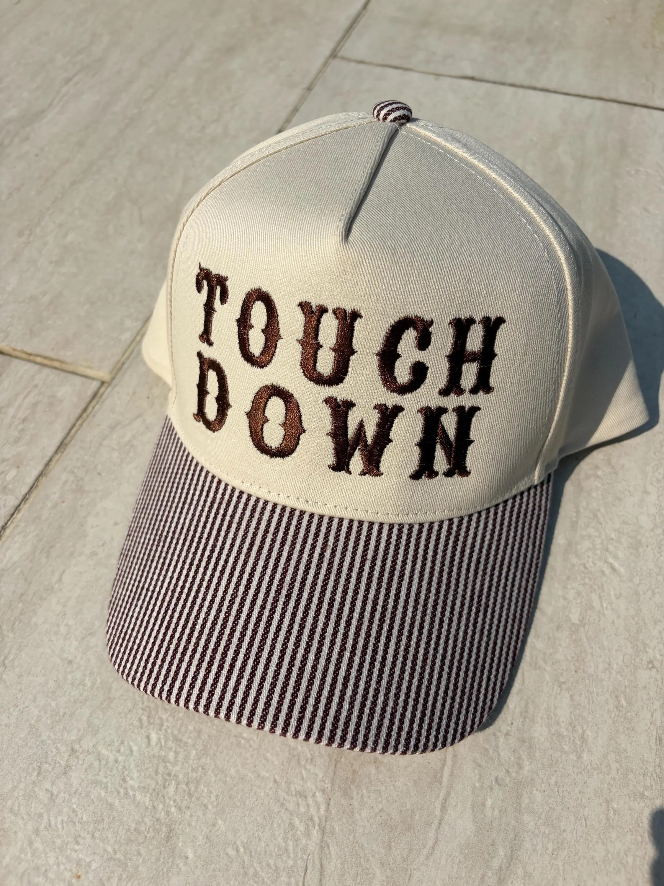 Custom striped brim embroidered Hat: touchdown football hat | Etsy (Global)