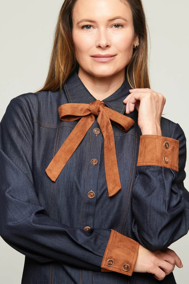 Neli Denim Tie Blouse | Benaar La