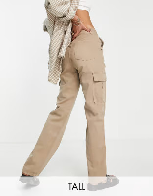 Stradivarius STR Tall straight leg cargo trouser in stone | ASOS (Global)