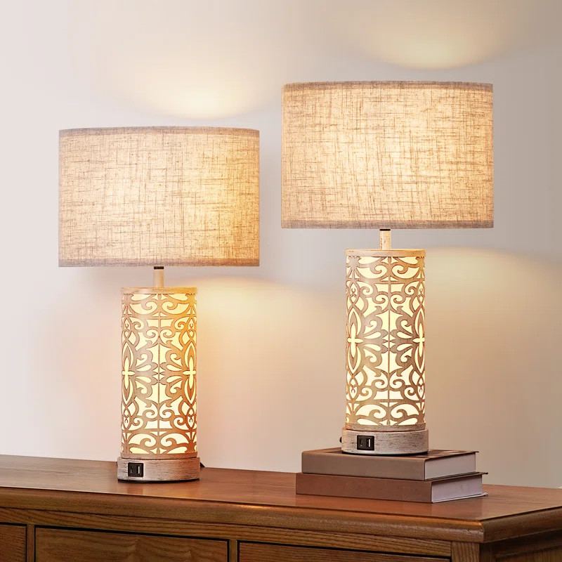 Deshawn Metal Touch Control Dimmable Table Lamp with USB & Type-C Ports | Wayfair North America