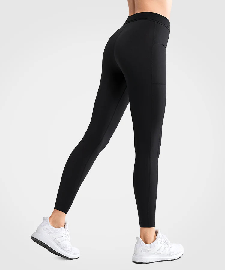 Power High Waist Logo Pockets Lined Running Leggings 24'' | Women's High Support Leggings | Yvette Sports Development
