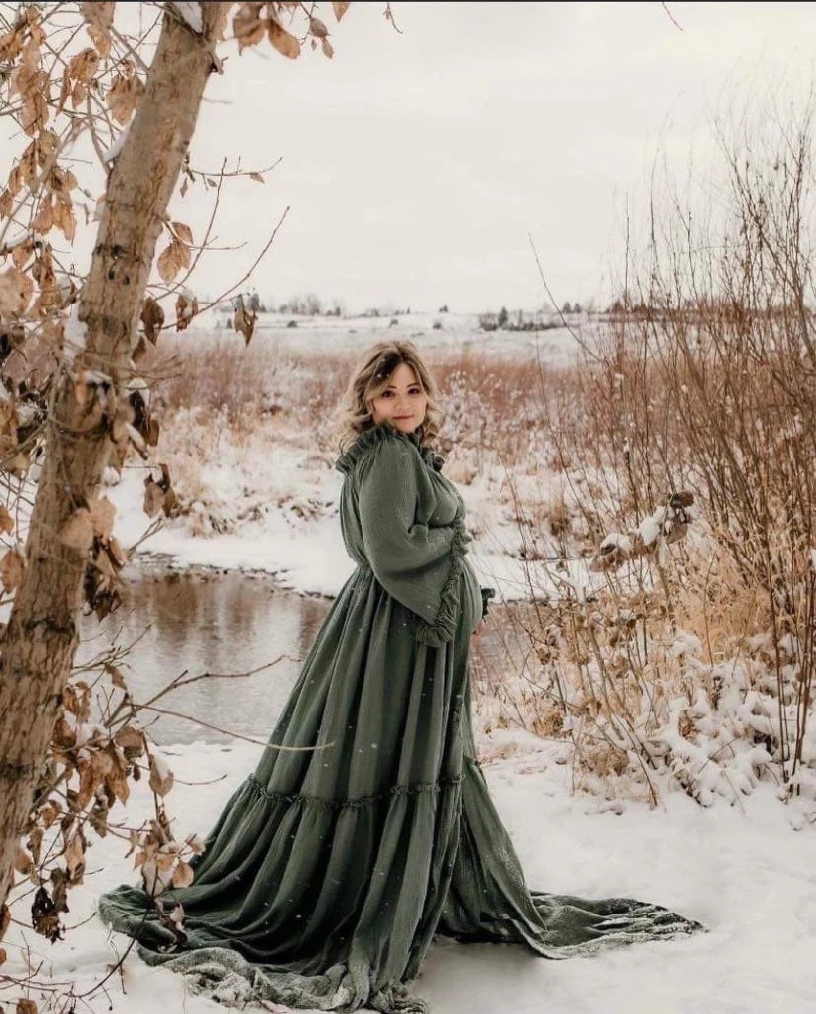 chinese dress ladies Long Sleeve Off-Shoulder Maternity Maxi Photography Dress, 1 x Pink Dress / XL main image 0