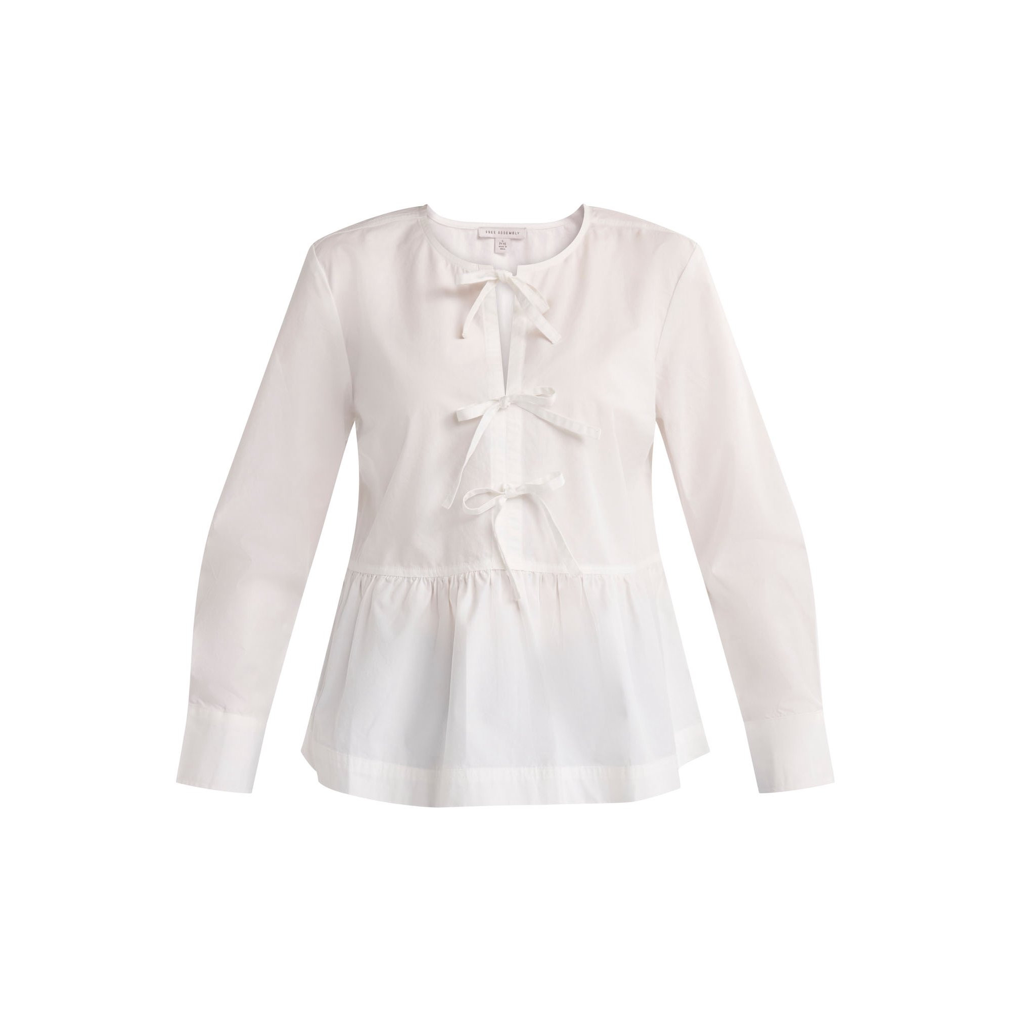 Free Assembly Women’s and Women's Plus Cotton Bow Front Top with Long Sleeves, Sizes XS-4X | Walmart (US)