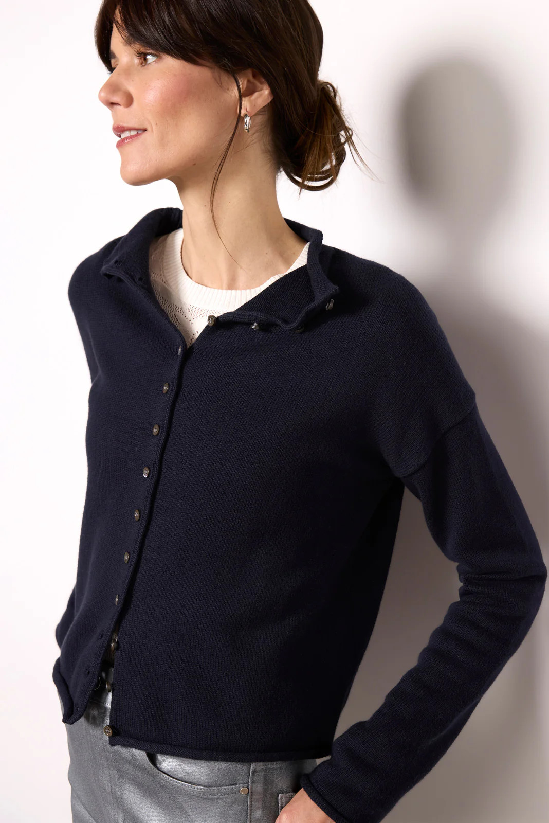 Taylor Roll Neck Cardigan | Evereve