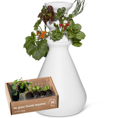Lettuce Grow Farmstand Starter Kit + Seedlings | Tiny Hydroponic Growing System Kit | Self-Watering Outdoor Vertical Garden Planter Tower with 12 Pre-Grown Plants | 3ft 8in | Made in USA | Amazon (US)
