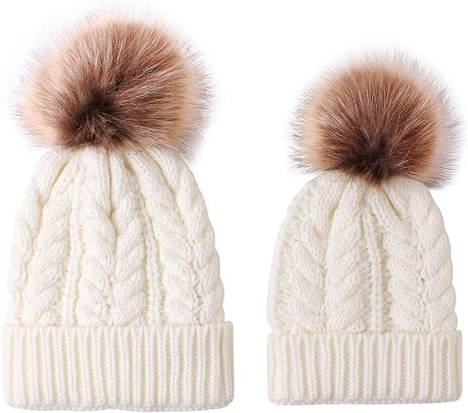 JEHANOIRY 2PCS Parent-Child Hat, Mother & Baby Daughter/Son Winter Warm Knit Hat Family Crochet B... | Amazon (US)