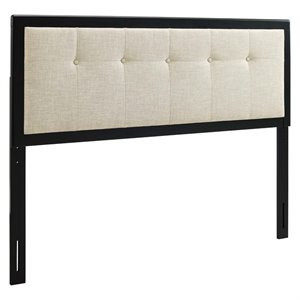 Modway Draper Tufted Queen Fabric and Wood Headboard in Black/Beige | Homesquare
