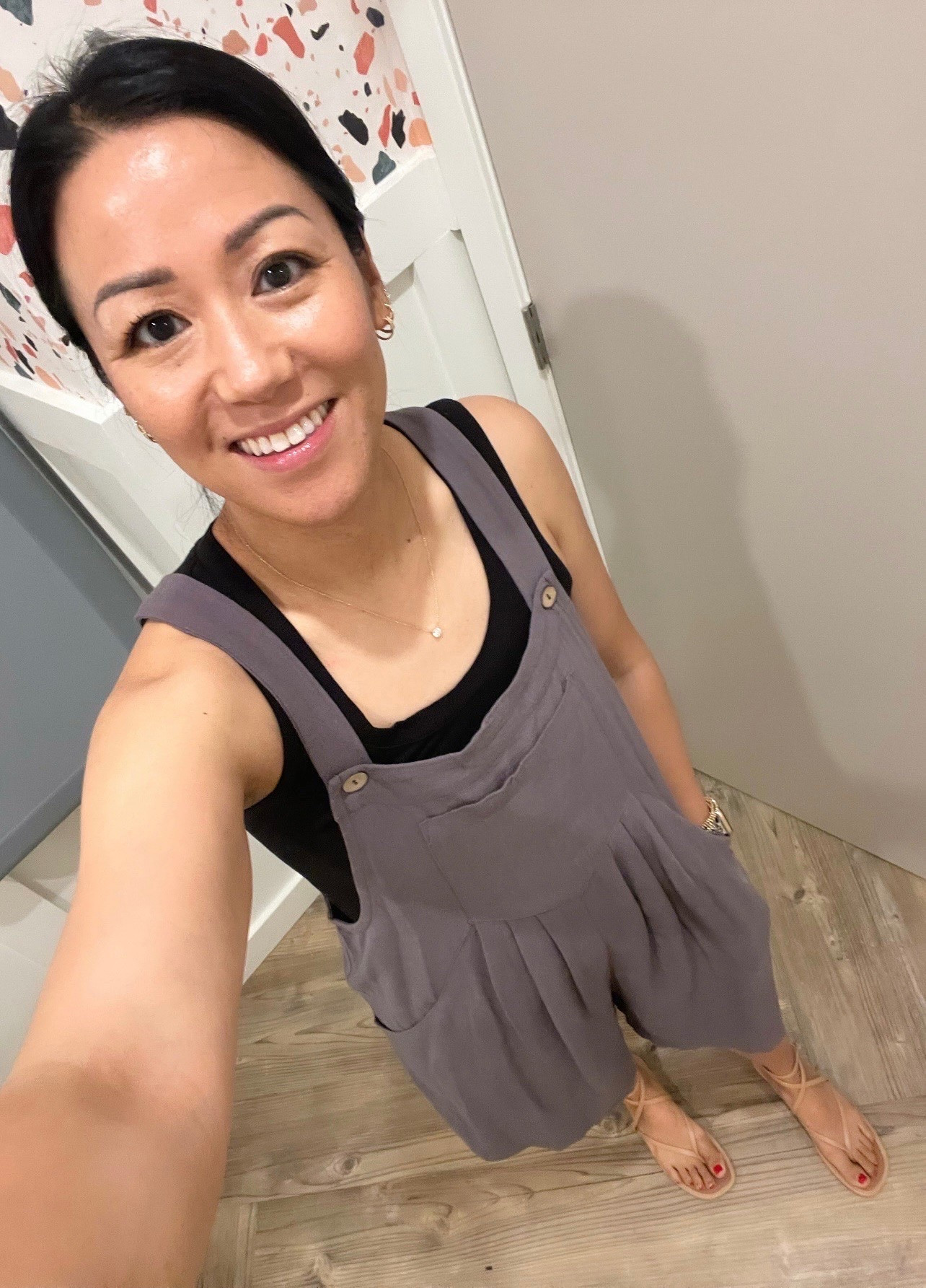 Size small tank and romper
Sandals are true to size

#LTKootd #LTKOver40 #LTKSeasonal