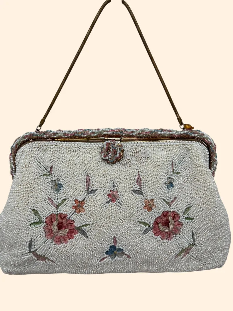 1960s Vintage French Beaded Evening Bag: Hand-beaded Floral Purse - Etsy | Etsy (Global)