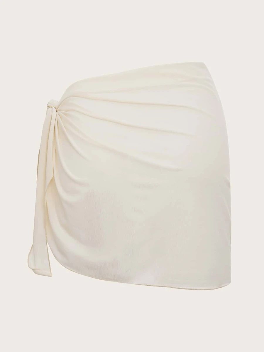 Solid Knot Side Cover Up Skirt | SHEIN