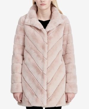 Calvin Klein Chevron-Quilted Faux-Fur Coat | Macys (US)