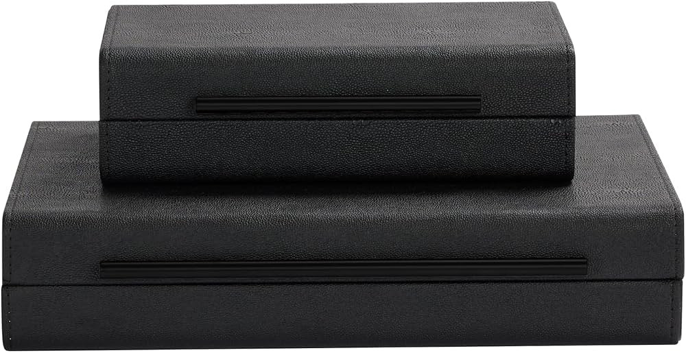 Homegala Black Shagreen Set of 2pcs Decorative Boxes,Storage Boxes, Jewelry Organizer, Women and ... | Amazon (US)