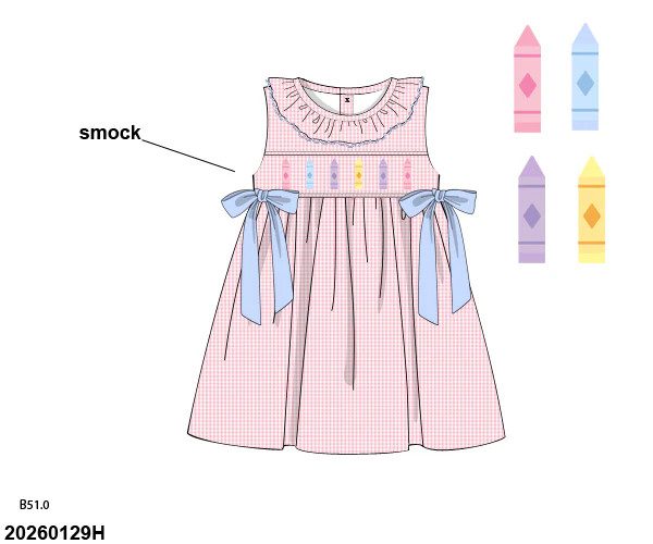 PRE SALE SHIPS JULY: Crayon Smocked Dress | Tutti Frutti Kids Co