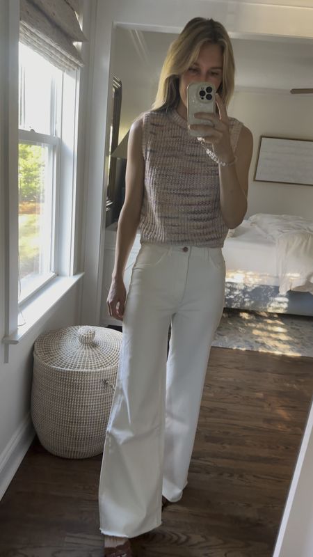 Spring outfit — pair with a light jacket for cooler mornings. I’m a huge fan of these white wide leg pants that have some stretch and are SO comfortable. Paired it with a knit top (small) and my favorite brown sandals.


#LTKfindsunder50 #LTKworkwear #LTKSeasonal